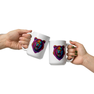 Grizzly White glossy mug