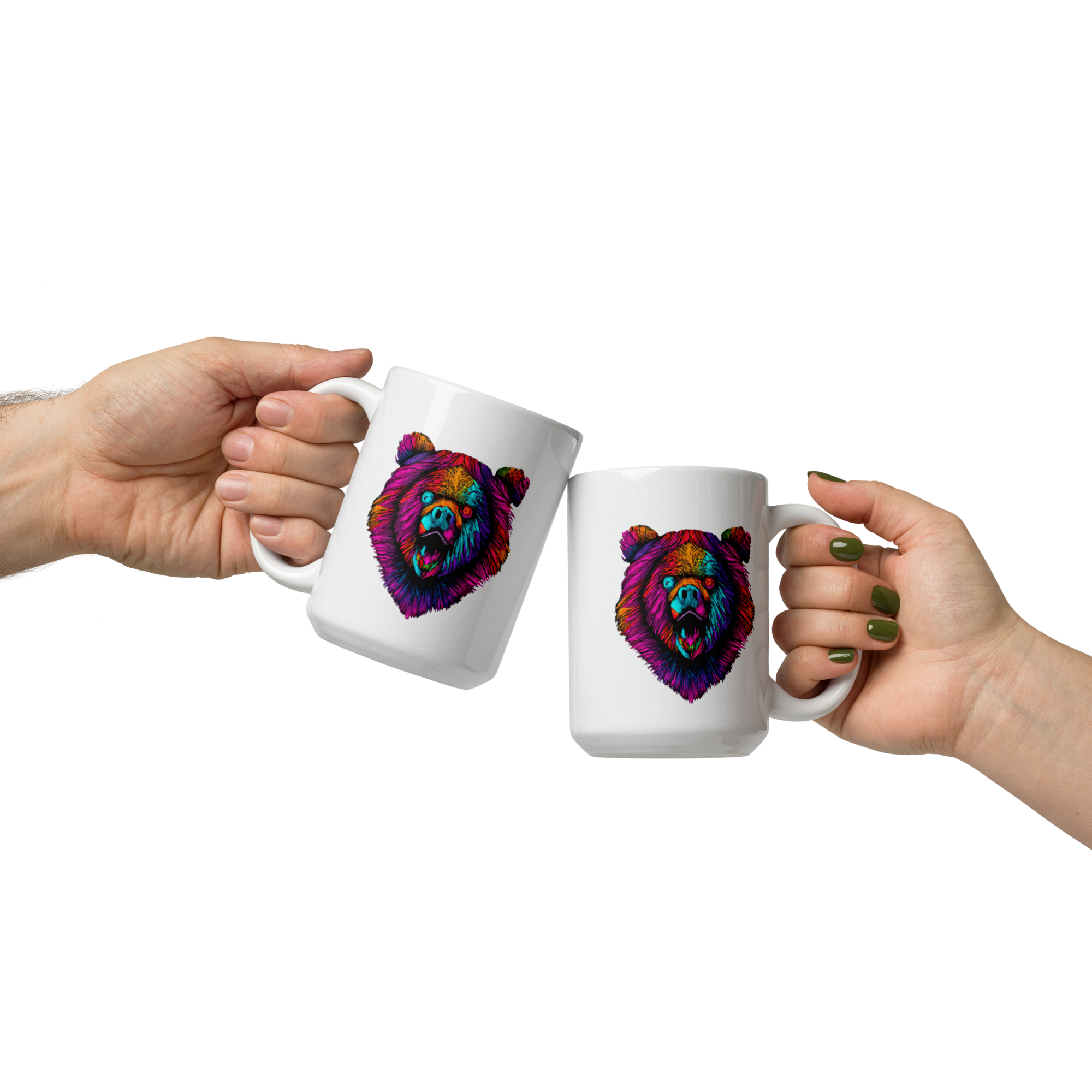 Grizzly White glossy mug